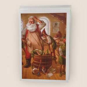 Hallmark NWOT 18 Set Christmas Cards Santa in Workshop with Elves 5" x 7"